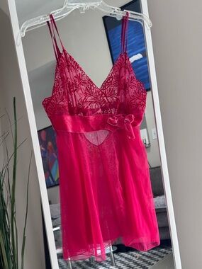 Victoria’s Secret Angels Pink Babydoll Lingerie Set Medium Y2K